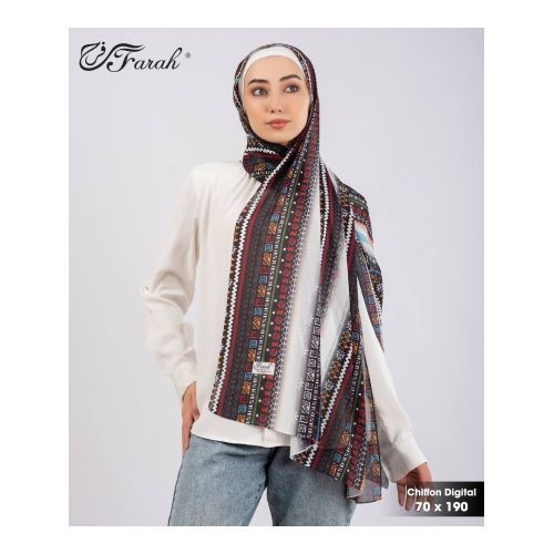 Elegant Printed Crepe Chiffon Scarf Hijab - 190cm - Vibrant Prints - Style 10