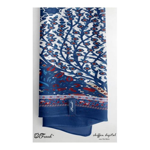Elegant Printed Crepe Chiffon Scarf Hijab - 190cm - Vibrant Prints - Style 15