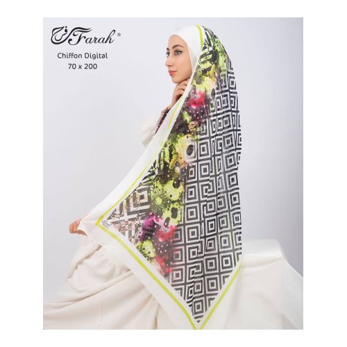 Elegant Printed Crepe Chiffon Scarf Hijab - 190cm - Vibrant Prints - Style 33
