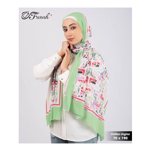 Elegant Printed Crepe Chiffon Scarf Hijab - 190cm - Vibrant Prints - Style 48