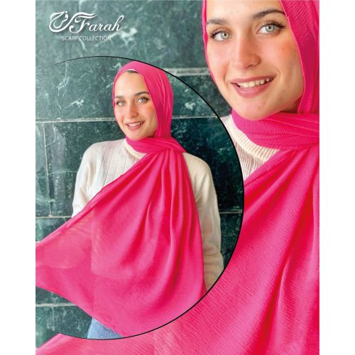 Elegant 3D Crepe Chiffon Scarf Hijab - 170cm - Fushia