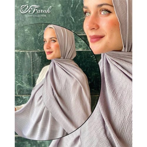 Elegant 3D Crepe Chiffon Scarf Hijab - 170cm - Grey 