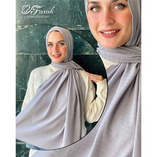 Elegant 3D Crepe Chiffon Scarf Hijab - 170cm - Light Grey