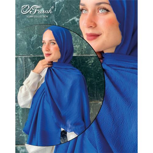 Elegant 3D Crepe Chiffon Scarf Hijab - 170cm - Dark Blue
