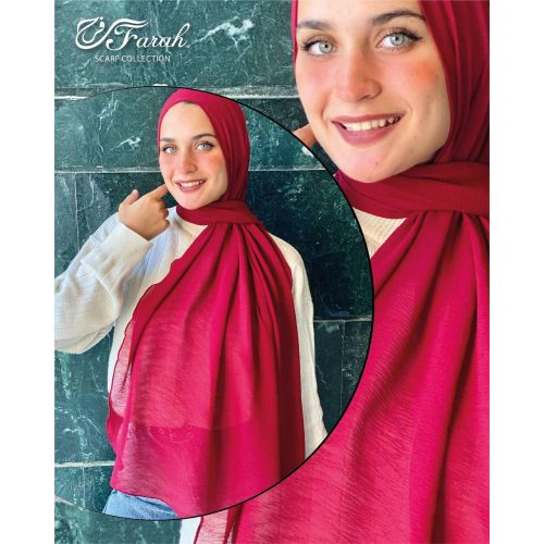 Elegant 3D Crepe Chiffon Scarf Hijab - 170cm - Dark Red