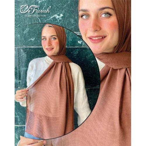 Elegant 3D Crepe Chiffon Scarf Hijab - 170cm - Brown