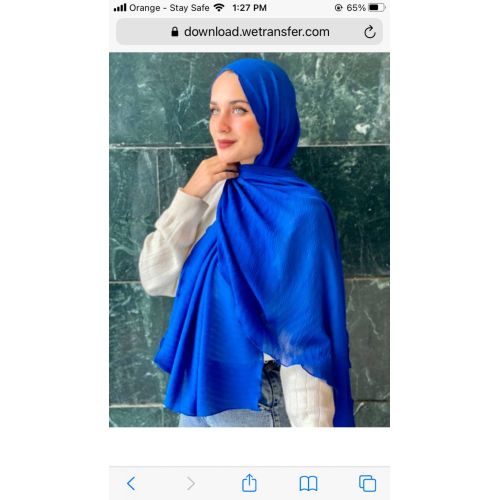 Elegant 3D Crepe Chiffon Scarf Hijab - 170cm - Blue