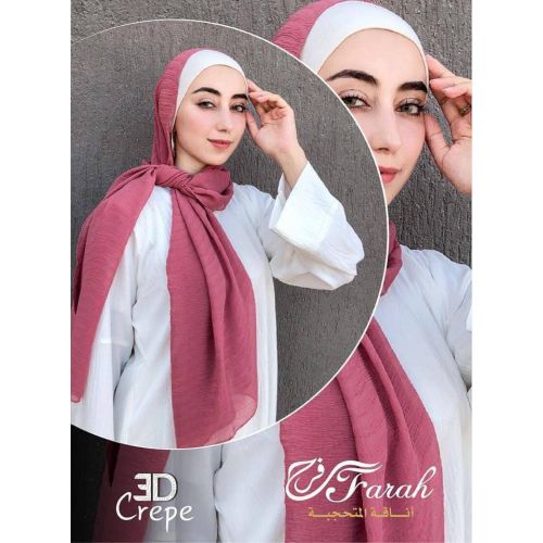 Elegant 3D Crepe Chiffon Scarf Hijab - 170cm - cashmer