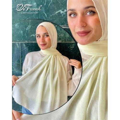 Elegant 3D Crepe Chiffon Scarf Hijab - 170cm - Light Beige