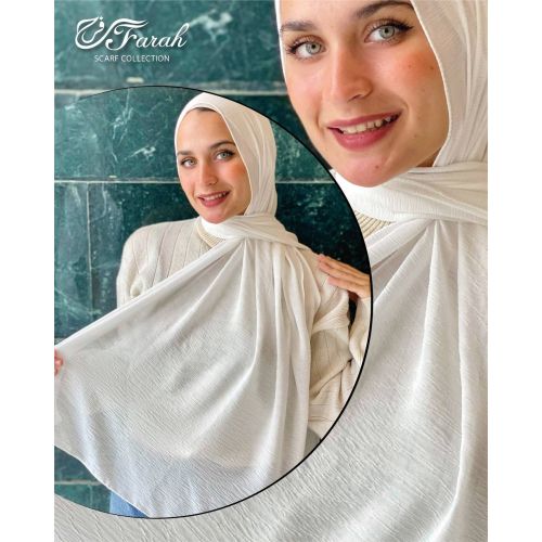 Elegant 3D Crepe Chiffon Scarf Hijab - 170cm - Off White
