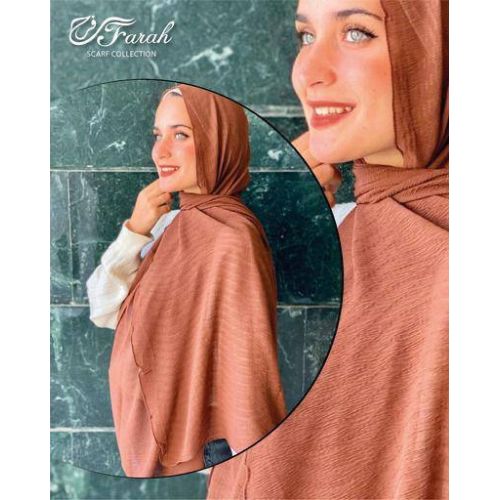 Elegant 3D Crepe Chiffon Scarf Hijab - 170cm - Light Brown