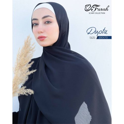 Dubetta Chiffon Hijab Scarf - Solid Colors, 190 cm - Navy
