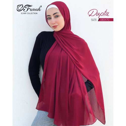 Dubetta Chiffon Hijab Scarf - Solid Colors, 190 cm - Red