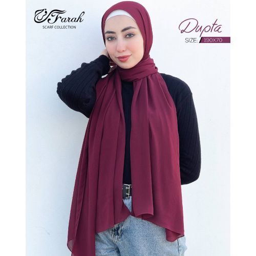 Dubetta Chiffon Hijab Scarf - Solid Colors, 190 cm - Dark Red
