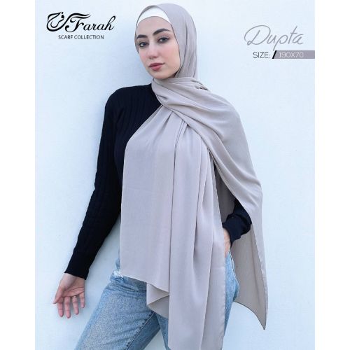 Dubetta Chiffon Hijab Scarf - Solid Colors, 190 cm - Light Grey