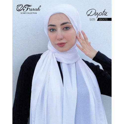 Dubetta Chiffon Hijab Scarf - Solid Colors, 190 cm - White