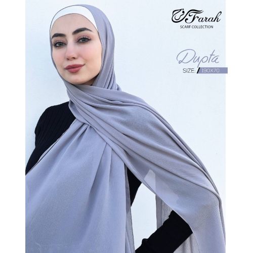 Dubetta Chiffon Hijab Scarf - Solid Colors, 190 cm - rock blue