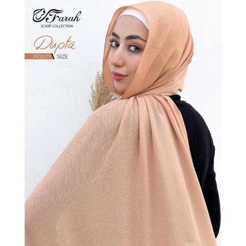 Dubetta Chiffon Hijab Scarf - Solid Colors, 190 cm - caffee