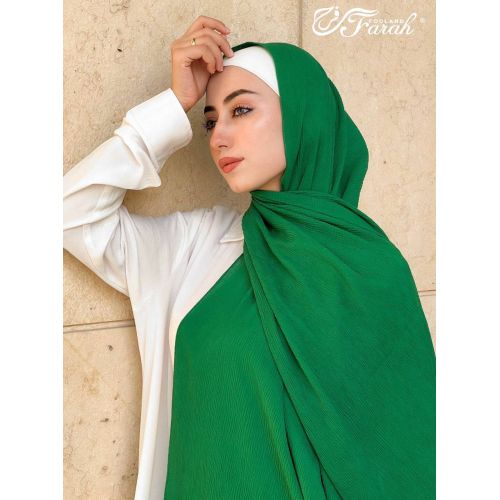 Comfort Line Turkish Bubbles Scarf Hijab - Vibrant Solid Colors - 190 cm -  Green