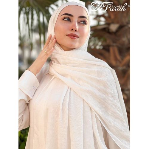 Comfort Line Turkish Bubbles Scarf Hijab - Vibrant Solid Colors - 190 cm - Off White