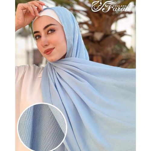 Comfort Line Turkish Bubbles Scarf Hijab - Vibrant Solid Colors - 190 cm - Light Blue
