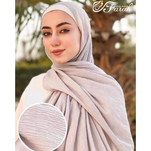 Comfort Line Turkish Bubbles Scarf Hijab - Vibrant Solid Colors - 190 cm - Light Grey