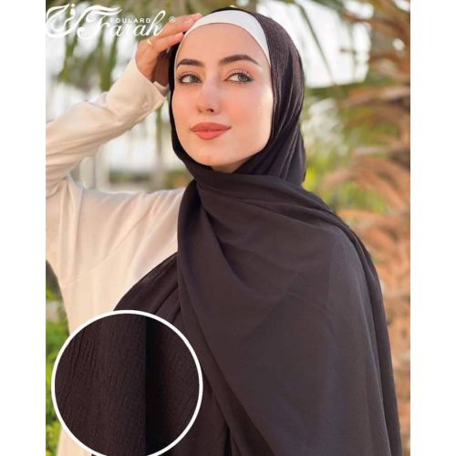 Comfort Line Turkish Bubbles Scarf Hijab - Vibrant Solid Colors - 190 cm - Black