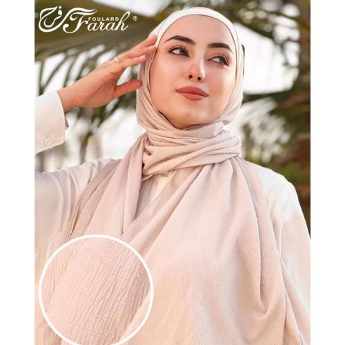 Comfort Line Turkish Bubbles Scarf Hijab - Vibrant Solid Colors - 190 cm - Beige