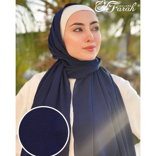 Comfort Line Turkish Bubbles Scarf Hijab - Vibrant Solid Colors - 190 cm - Navy