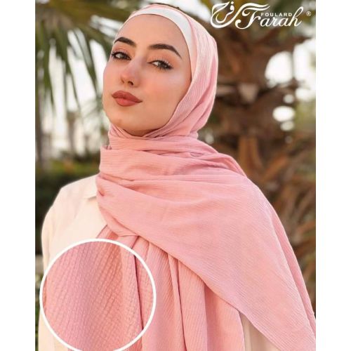 Comfort Line Turkish Bubbles Scarf Hijab - Vibrant Solid Colors - 190 cm - Pink