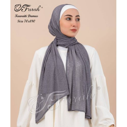 Elevate Your Modesty and Style with Comfort Line Kuwaiti Damas Scarf Hijab - 180 x 70 cm - Solid Colors - Dark Grey