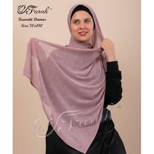 Elevate Your Modesty and Style with Comfort Line Kuwaiti Damas Scarf Hijab - 180 x 70 cm - Solid Colors - Light purplee