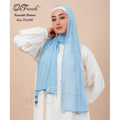 Elevate Your Modesty and Style with Comfort Line Kuwaiti Damas Scarf Hijab - 180 x 70 cm - Solid Colors - Light Blue
