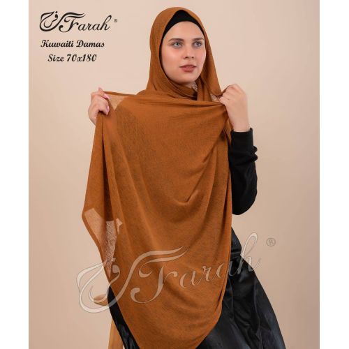 Elevate Your Modesty and Style with Comfort Line Kuwaiti Damas Scarf Hijab - 180 x 70 cm - Solid Colors - Camel