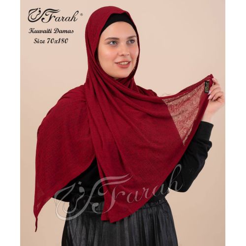 Elevate Your Modesty and Style with Comfort Line Kuwaiti Damas Scarf Hijab - 180 x 70 cm - Solid Colors - Dark Red