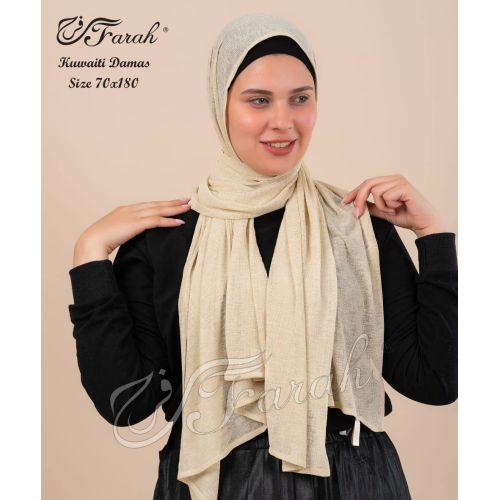 Elevate Your Modesty and Style with Comfort Line Kuwaiti Damas Scarf Hijab - 180 x 70 cm - Solid Colors - Light Beige