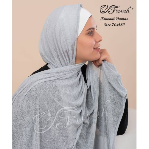 Elevate Your Modesty and Style with Comfort Line Kuwaiti Damas Scarf Hijab - 180 x 70 cm - Solid Colors - Light Grey