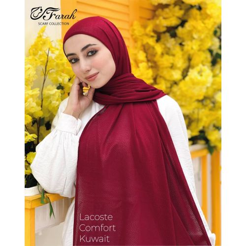 Comfort Line Beehive Scarf Hijab - Elegant Solid Colors, 170 cm Length - Dark Red