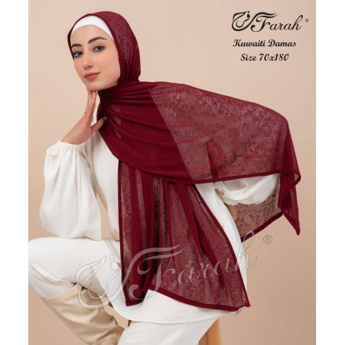 Elevate Your Modesty and Style with Comfort Line Kuwaiti Damas Scarf Hijab - 180 x 70 cm - Solid Colors - Claret