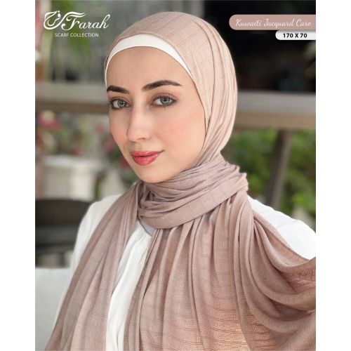 Kuwaiti Jacquard Cotton Hijab Scarf 170 × 70 cm - Bone
