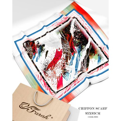 سكارف شيفون مطبوع مربع 95 × 95 سم - خفيف وناعم ومريح ومتعدد الاستخدامات للنساء - Style-7