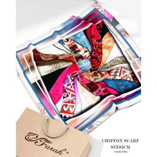 سكارف شيفون مطبوع مربع 95 × 95 سم - خفيف وناعم ومريح ومتعدد الاستخدامات للنساء - Style-9