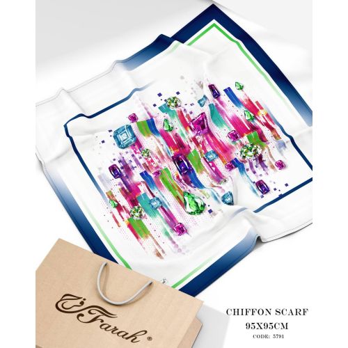 سكارف شيفون مطبوع مربع 95 × 95 سم - خفيف وناعم ومريح ومتعدد الاستخدامات للنساء - Style-13