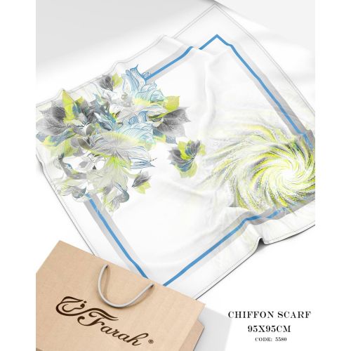 سكارف شيفون مطبوع مربع 95 × 95 سم - خفيف وناعم ومريح ومتعدد الاستخدامات للنساء - Style-15