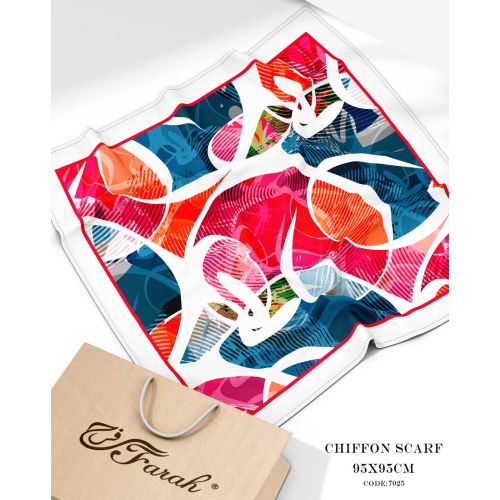 سكارف شيفون مطبوع مربع 95 × 95 سم - خفيف وناعم ومريح ومتعدد الاستخدامات للنساء - Style-22