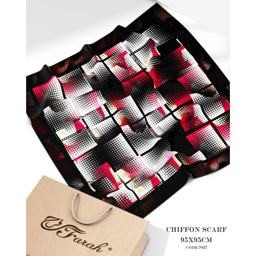 سكارف شيفون مطبوع مربع 95 × 95 سم - خفيف وناعم ومريح ومتعدد الاستخدامات للنساء - Style-21