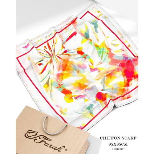 Square 95 x 95 cm Chiffon Printed Scarf - Lightweight, Soft, Comfortable, and Versatile Scarf for Women - Style-30
