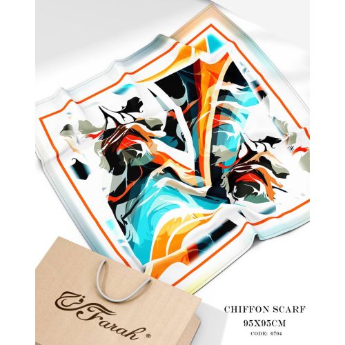 سكارف شيفون مطبوع مربع 95 × 95 سم - خفيف وناعم ومريح ومتعدد الاستخدامات للنساء - Style-26
