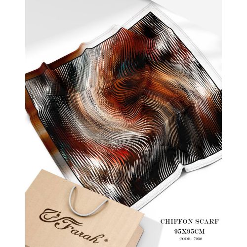 سكارف شيفون مطبوع مربع 95 × 95 سم - خفيف وناعم ومريح ومتعدد الاستخدامات للنساء - Style-16