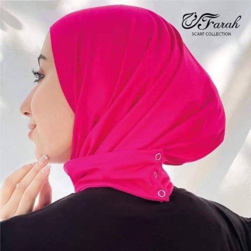 Elegant Kuwaiti Bandana Hijab Turban: Premium Cotton in Stunning Solid Colors with Anti-Rust Capsules - Fuchia